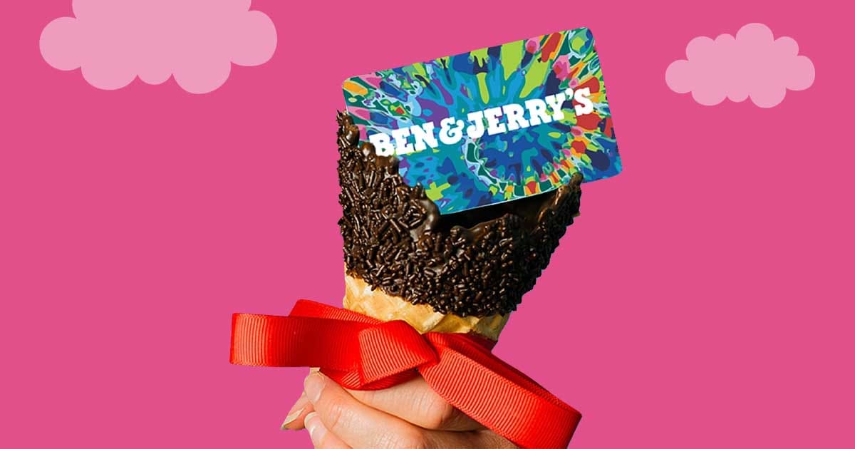 Gift card inside of a waffle cone